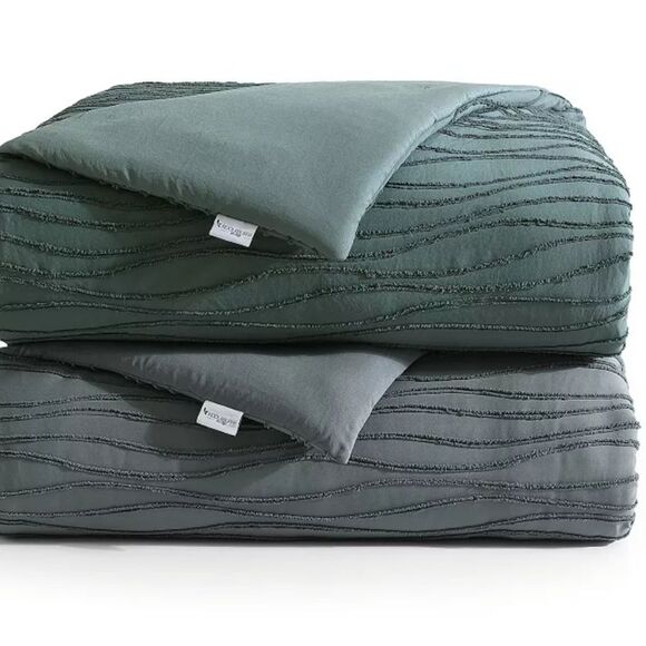 Koolaburra By Ugg Koolawash Wavy Clip Jack Comforter Set w/Shams- Turbulence - Picture 7 of 13